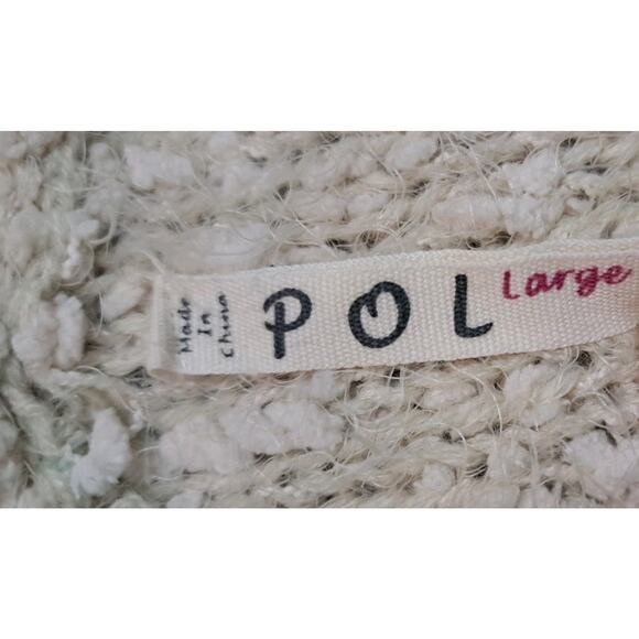 POL Cream Hooded Textured Boucle Sweater Cardigan Large Slouchy Boho Lounge - Picture 5 of 6